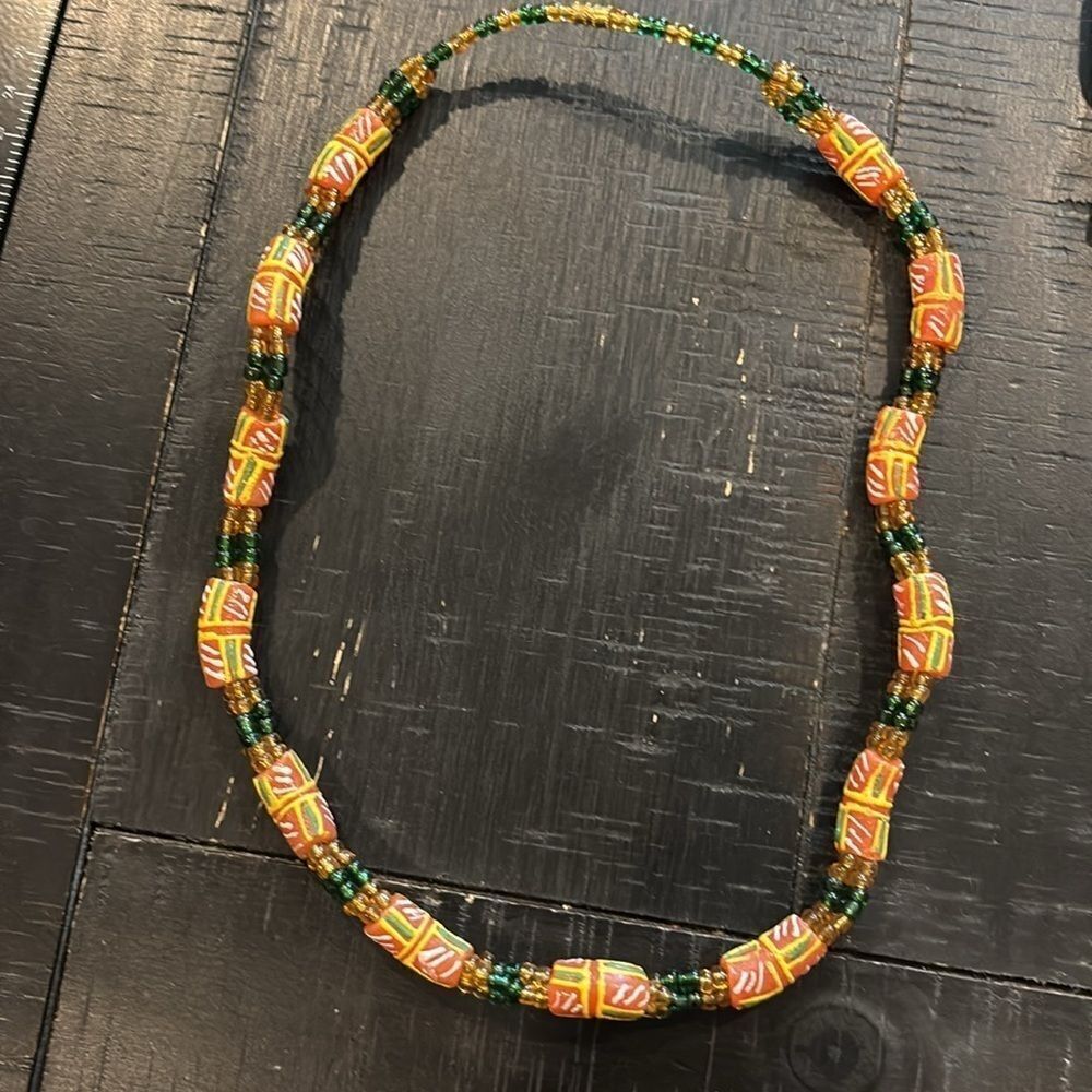 Vintage African Jamaica Glass Rastafarian Screw Closure Necklace - Picture 7 of 10